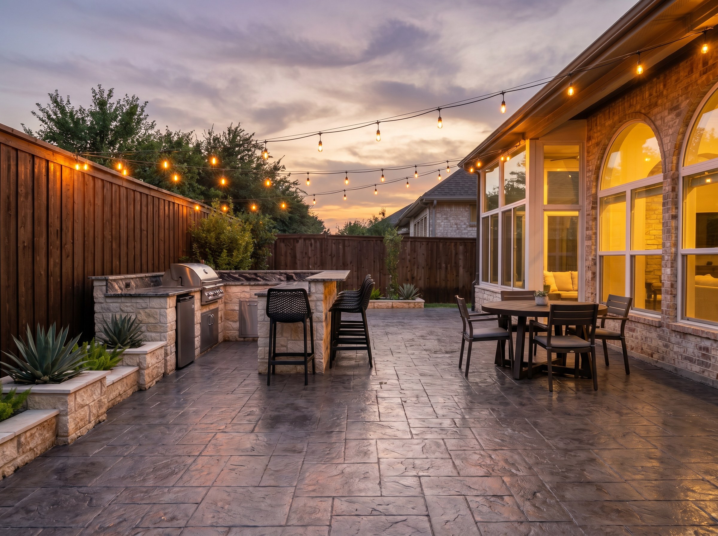Stamped patio with outdoor kitchen — DFW